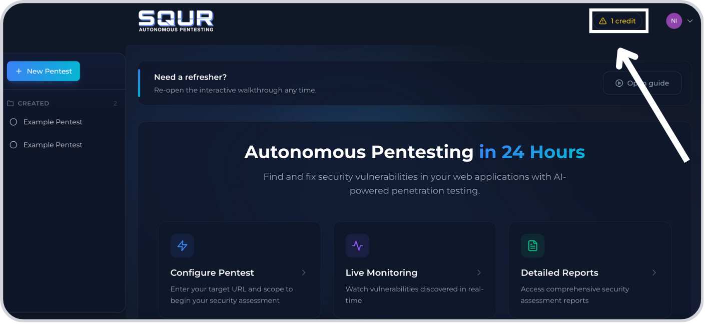 Step 1: Click credit button
