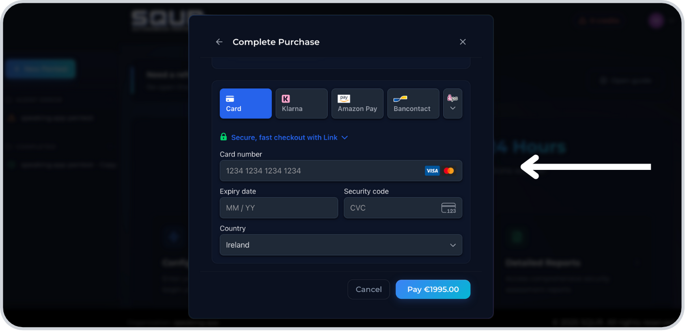 Step 4: Add card details and pay
