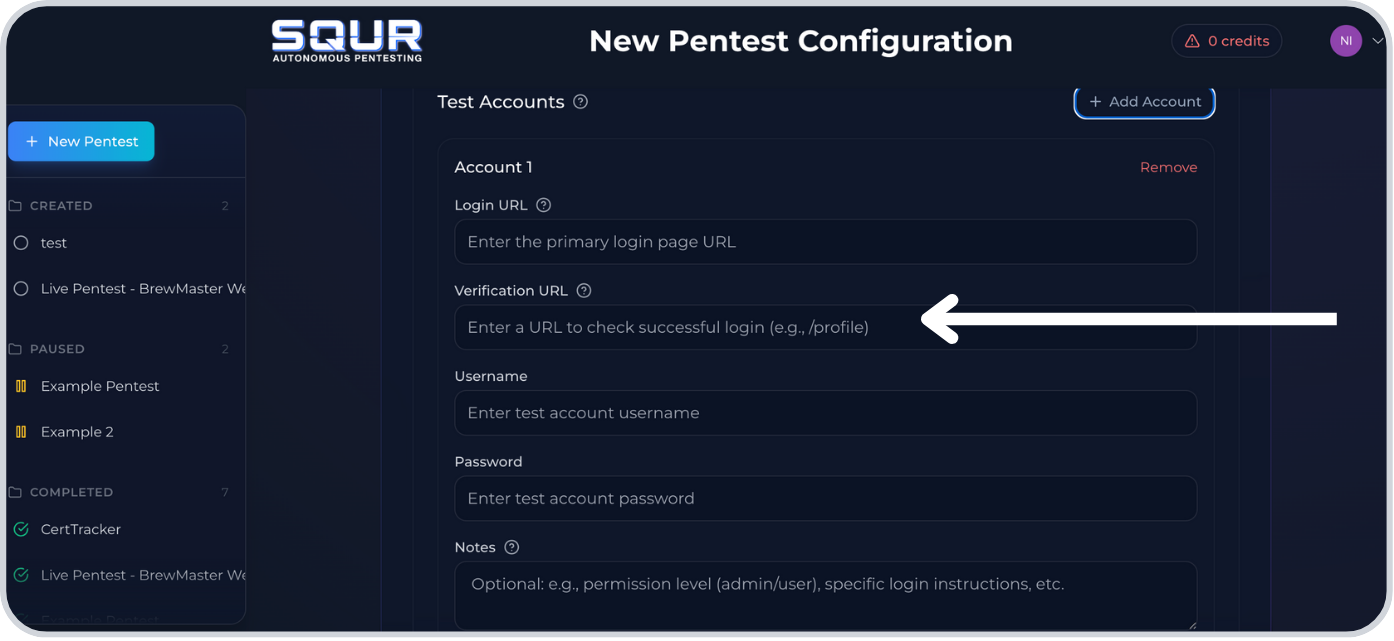 Step 10: Provide verification URL