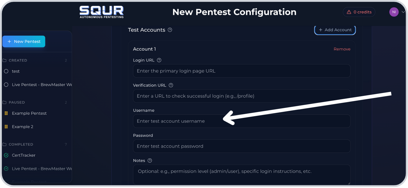 Step 11: Enter username or email