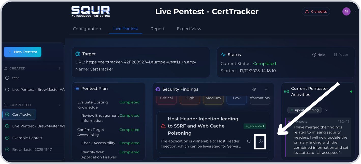 Step 2: Select finding