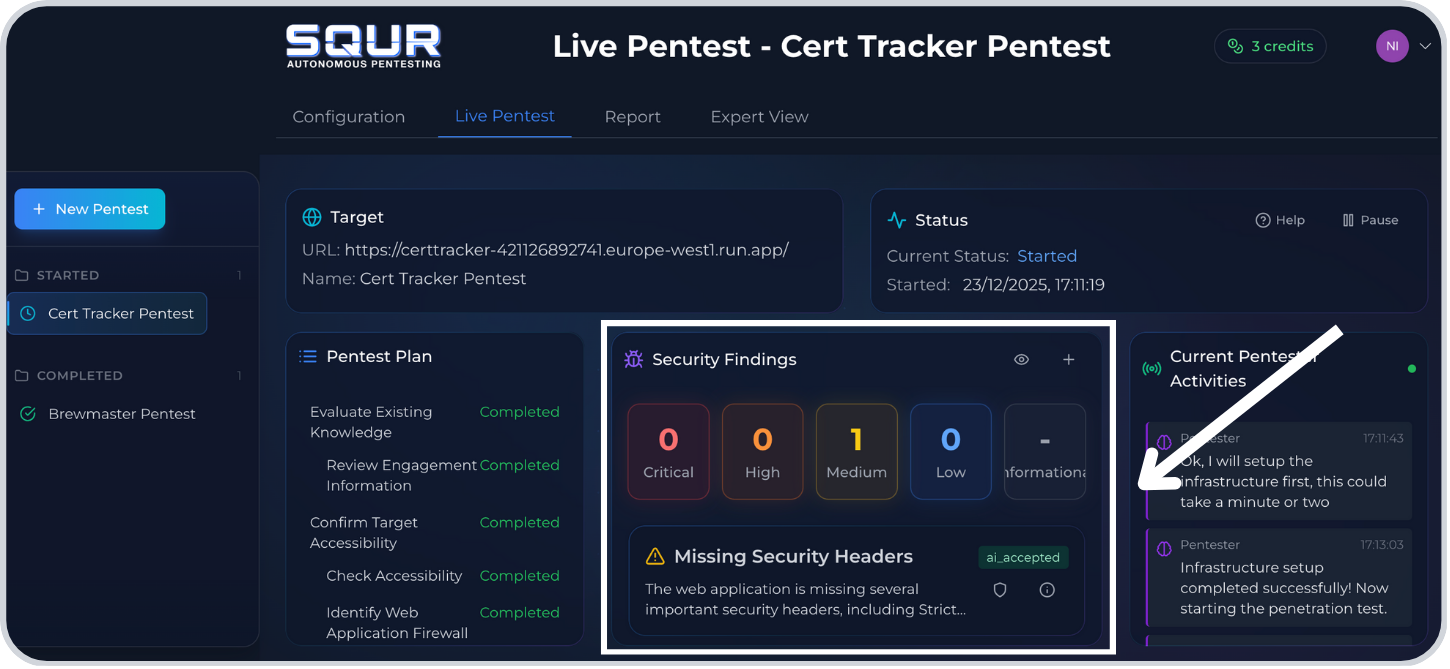 Links to findings as they are created