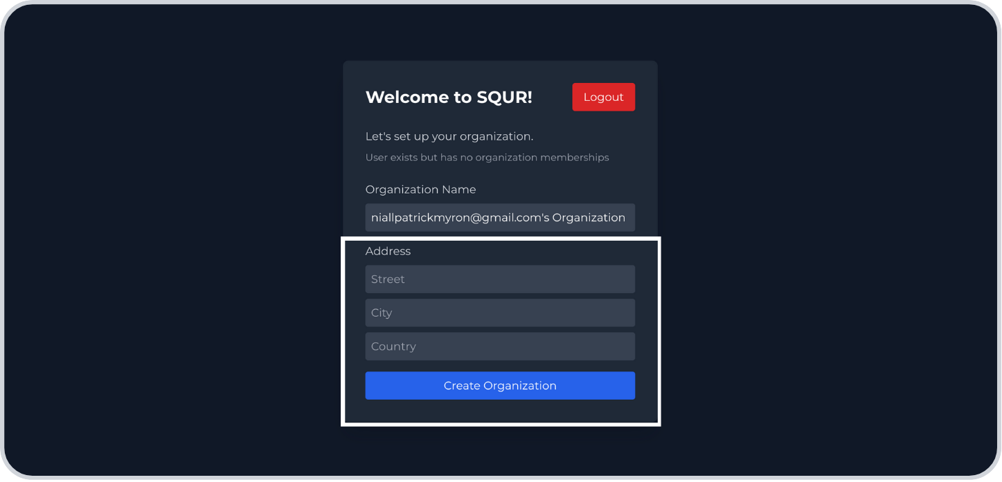Step 1: Create organization