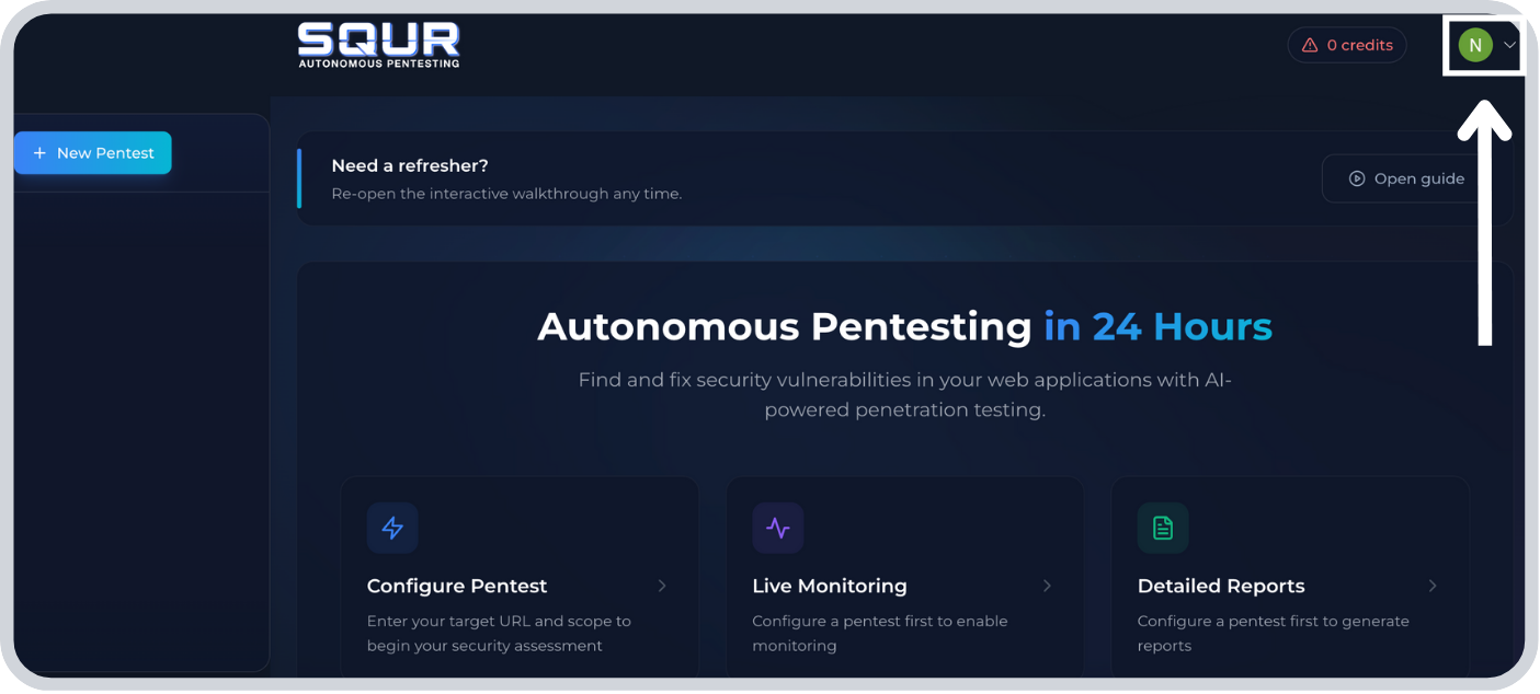 Step 1: Click account dropdown