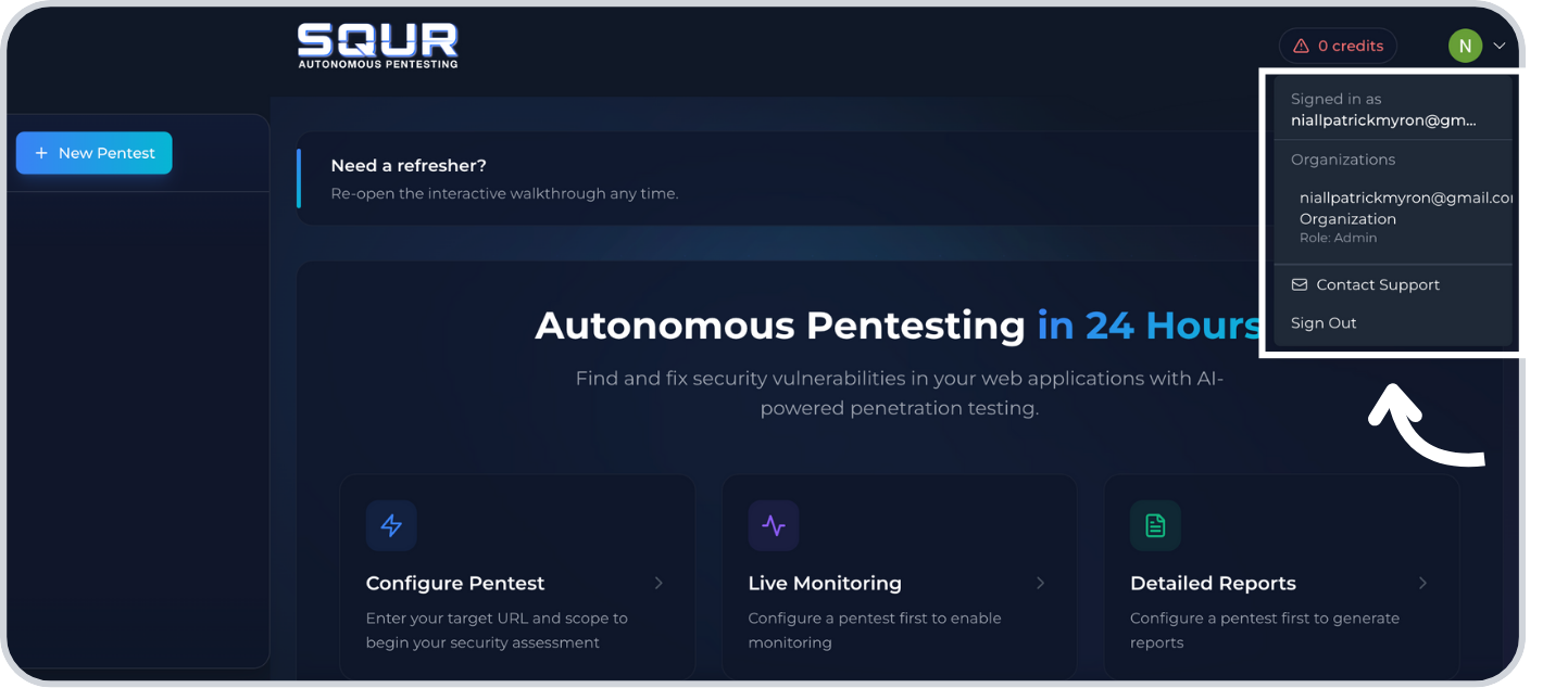 Step 2: Click on organization