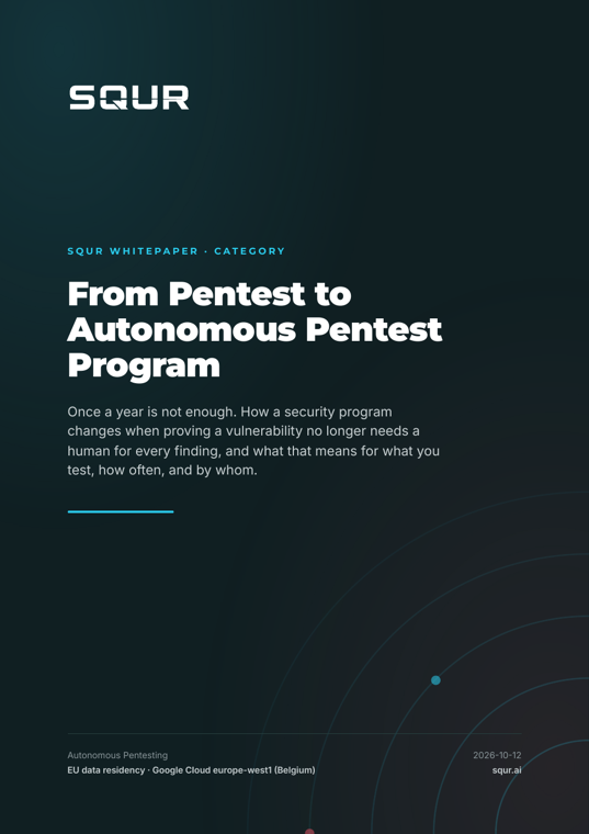 Cover of the SQUR whitepaper From Pentest to Autonomous Pentest Program